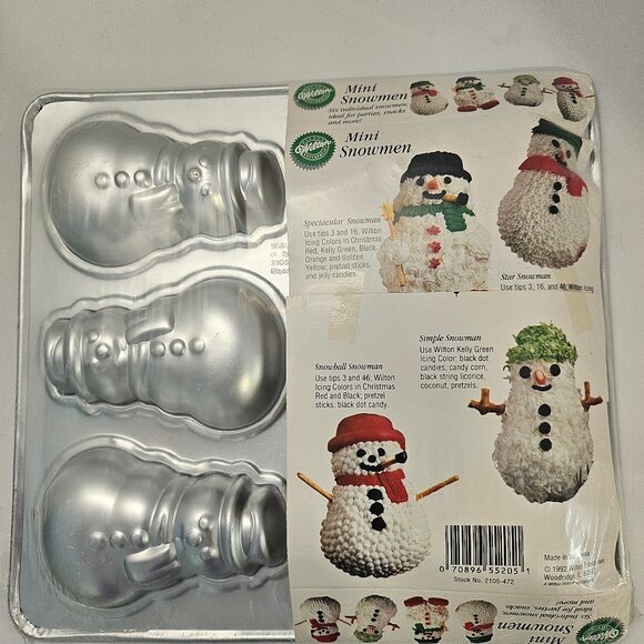 Wilton Nonstick Baking Tray Mini Snowman Cake Brownie Muffin Holiday Baking Pan - Picture 6 of 7